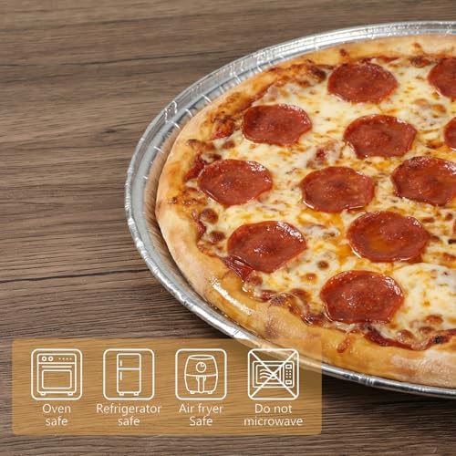Pack of 30 Disposable Round Foil Pizza Pans – 12 Inch Large Aluminum