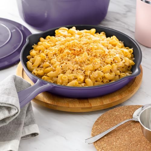 MegaChef 7 Piece Enameled Cast Iron Cookware Set in Purple