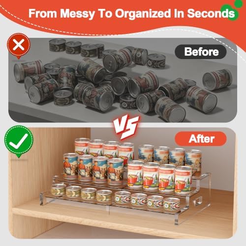 3-Tier Adjustable Acrylic Can Storage Holder, Expandable Soda