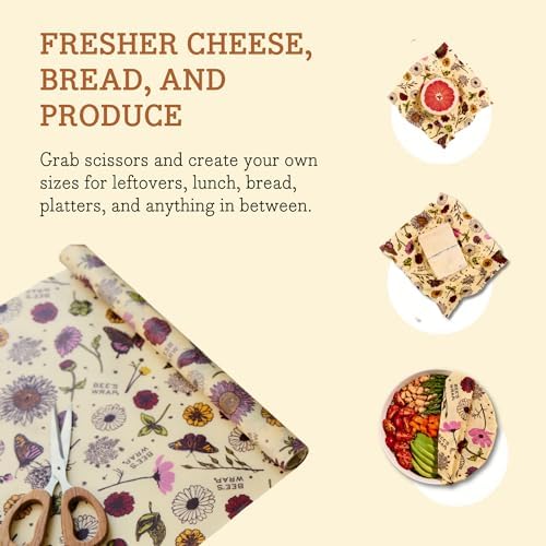 Bee's Wrap Vegan Beeswax Wrap Roll, 14 x 52 Inch