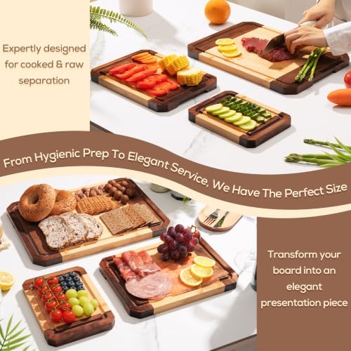 laboos Walnut Bamboo Cutting Board Set of 3 – Wood Cutting Boards for