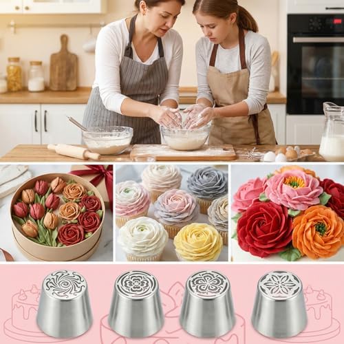 4 PCS Stainless Steel Extra Large Russian Piping Tips Set