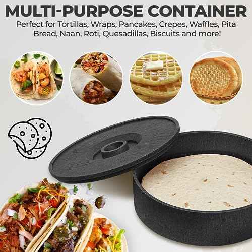 Tortilla Warmer Container, Plastic Tortilla Holder with Lid, Taco