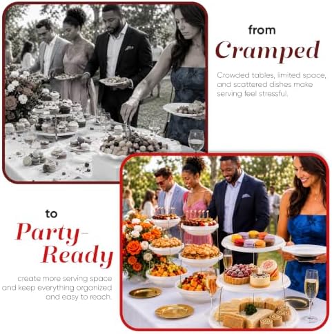 Masirs Collapsible 3-Tier Party Tray: Decorative Design Folds for