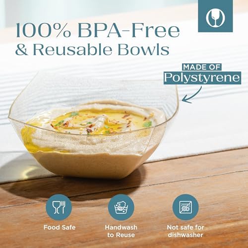 4 Pack Disposable Gold Plastic Serving Bowls Square Party Candy Use