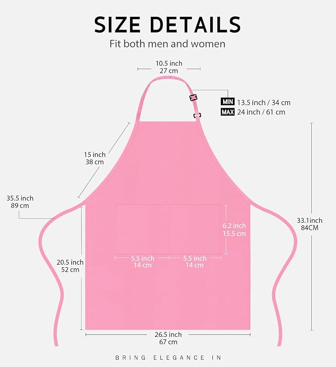 Syntus Apron for Men Women, Adjustable Cooking Kitchen Chef Aprons - Image 2