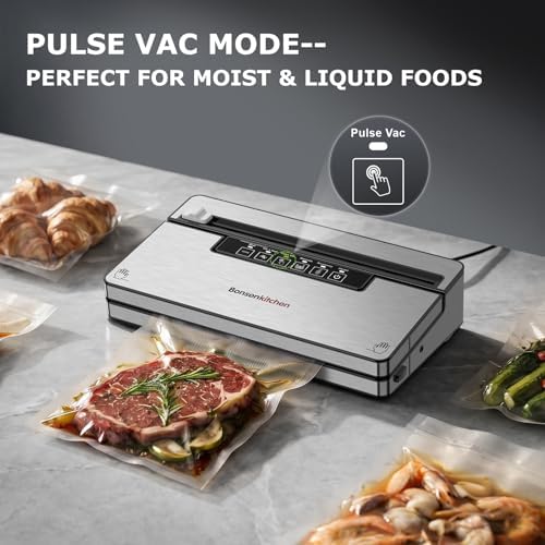 Bonsenkitchen Vacuum Sealer, 80 kPa, Silver