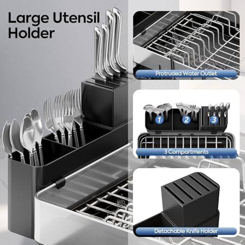 Urackify Expandable Dish Drying Rack, Stainless Steel