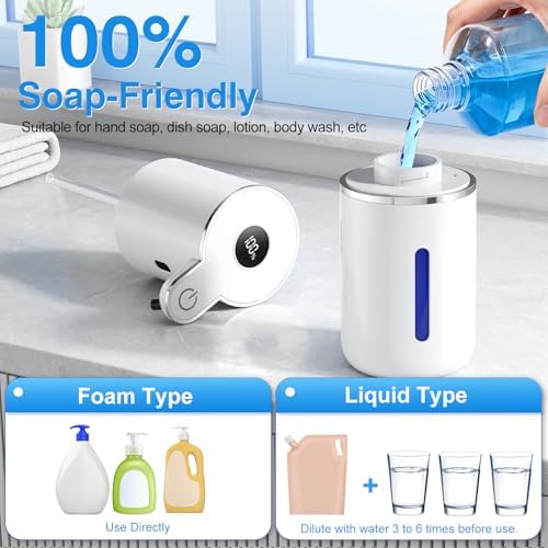 Fachixy Automatic Foaming Soap Dispenser Touchless, 6 Adjustable Level