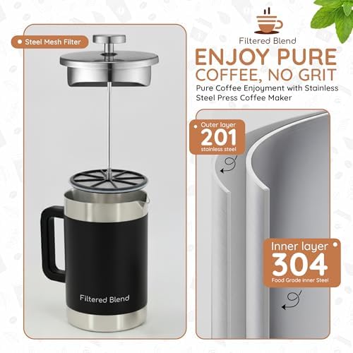54 oz Stainless Steel French Press, Black