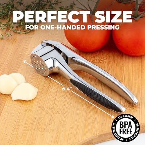 Zulay Kitchen Garlic Press Set, Chrome