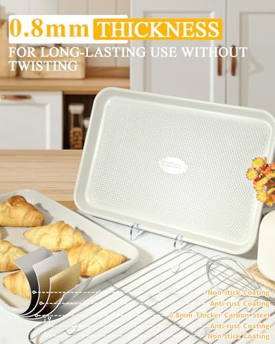 2-Pack 10x15 Jelly Roll Pan Baking Sheet Set with Wire Rack - Nonstick