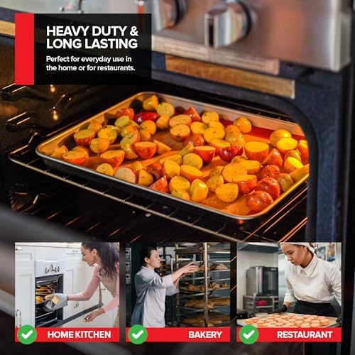13x18 Aluminum Baking Sheet Pan (2 Pack), Commercial Half Size Rimmed