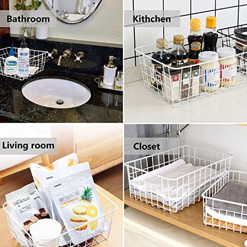 4 Pack Deep Freezer Organizer Bins, Stackable Wire Baskets