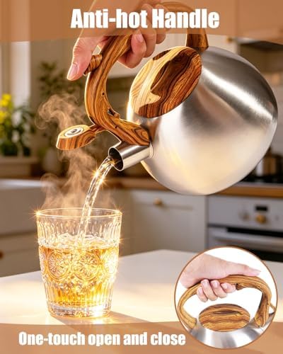 Misswater Tea Kettle for Stove Top,3.1QT Whistling Tea Kettle