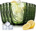 Reallnaive 10 oz Green Drinking Glasses Set of 8, Vintage Glassware