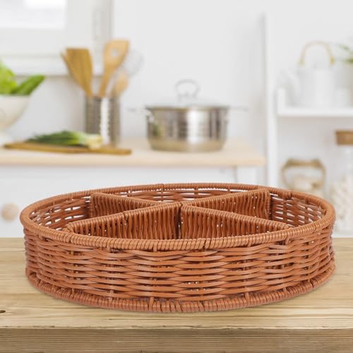 Woven Multipurpose Serving Basket Round Storage Tray for Fruits