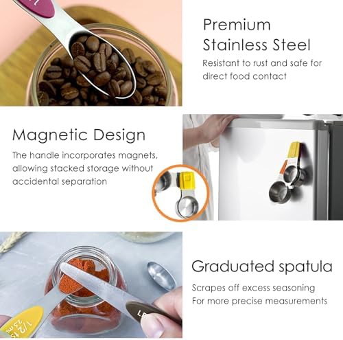 16PCS Magnetic Measuring Cups & Spoons Set,Heavy Duty 304 Stainless