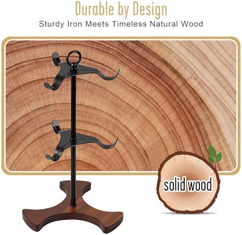 Coffee Mug Tree,Solid Wood Base Y Shape 6 Iron Hooks