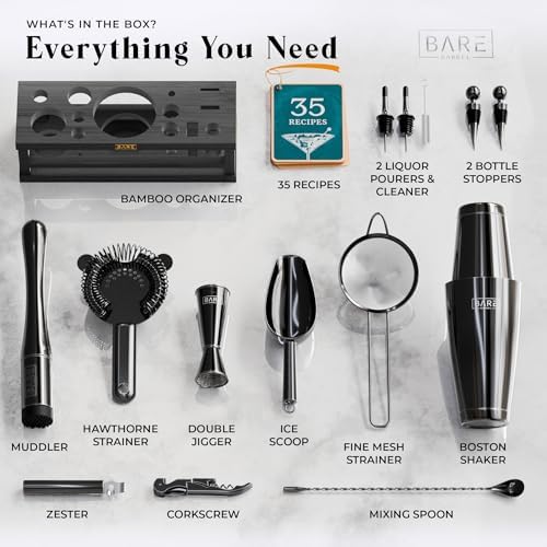 BARE BARREL® Mixology Bartender Kit Bar Set | 16-Piece Cocktail Shaker