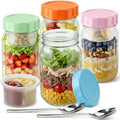 Salad Jars with Lids Meal Prep Containers Glass - 32oz Leakproof Mason