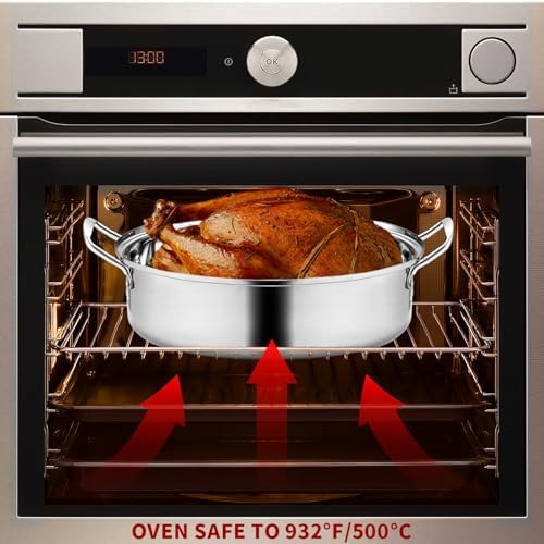 Roasting Pan With Rack and Lid,22INCH Oval Stainless Steel Turkey