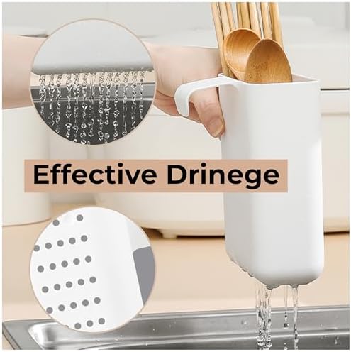 Drainer Drain Basket Utensil Holder, White