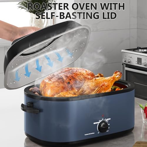 Roaster Oven 28 Quart, Electric Turkey Roaster with Self-Basting Lid