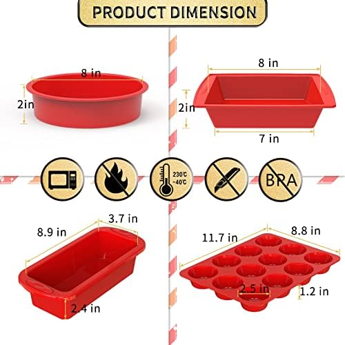 5-Piece Silicone Baking Pans Sets, Nonstick Silicone Bakeware Set