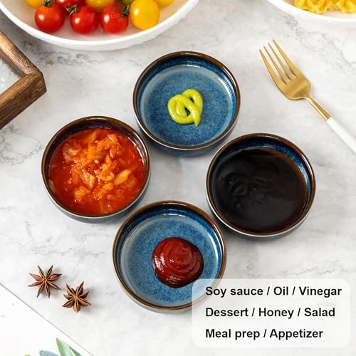 Dipping Bowls Set of 4, 2462°F High-Fired Reactive Glaze Ceramic Small