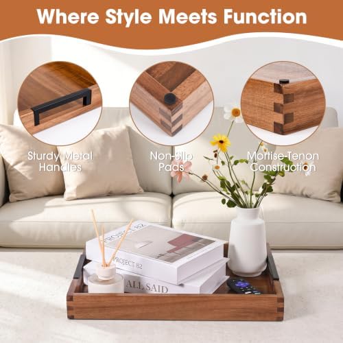 Joy&Grace Large Ottoman Tray for Living Room and Coffee Table