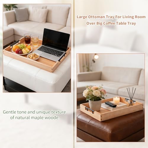 Large Ottoman Tray, 20"x14" Rectangular Trays for Big Ottoman,Metal
