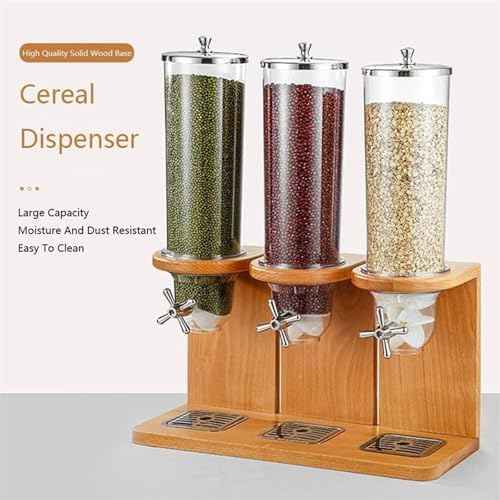 Cereal Dispenser Countertop, 3 Barrel (4L Per Barrel) Dry Food Dispenser, Large Cereal Containers Storage - BPA-Free, Leak-Proof, Ideal for Rice, Nuts, Snacks, Candy & Pasta