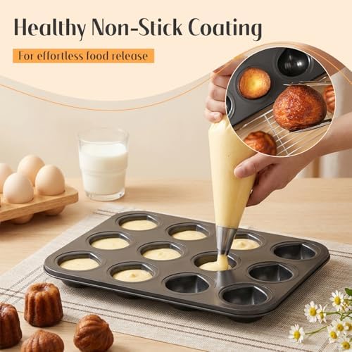 Tissting 1Pcs Muffin Pan, 12 Cavity Chestnut Baking Pan, Chestnut Mold