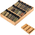 3-Tier Bamboo Drawer Spice Rack Wooden Kitchen Cabinet Spice Organizer