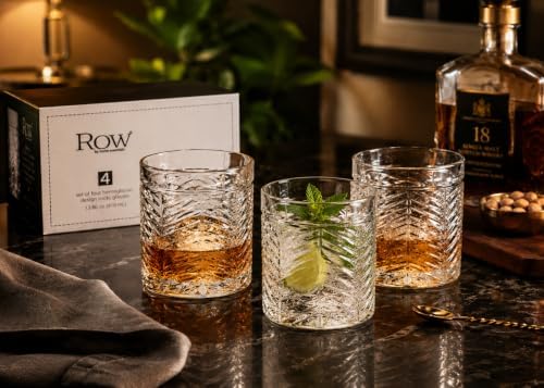 Set of 4 Double Old Fashioned Whiskey Glasses 13.86 oz, Heavy Base