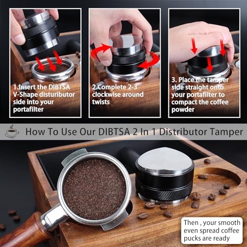DIBTSA 58mm Espresso Distributor and Tamper, Dual Head Coffee Leveler