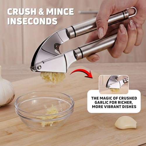 KUYRA Stainless Steel Garlic Press Set