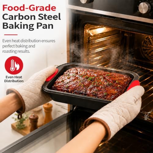 2 Pcs Non-Stick Meatloaf Pans with Drain Tray, PFOA-Free High-Carbon