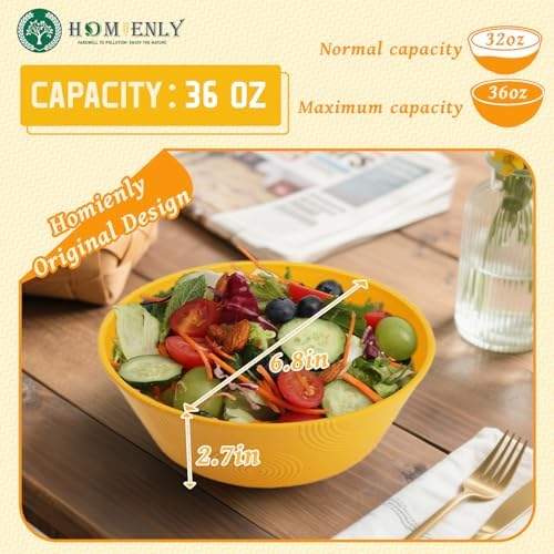 Homienly Unbreakable Cereal Bowls, Wheat Straw Bowl with Textured
