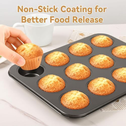 Artcochan 2 Pack Muffin Pan with 100 Cupcake Liners, 12 Cup Nonstick