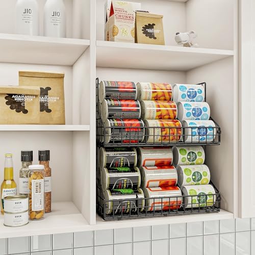 4 Pack Stackable Can Rack Organizer for Pantry Storage,Can Dispensers