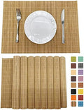 Set of 8 Pcs Bamboo Placemats Sushi Rolling Mat Japanese Style Natural