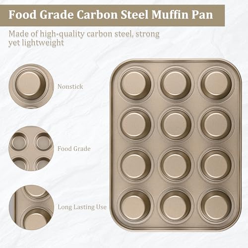 Mini Muffin Pan 2-Pack, Premium Small Cupcake Pans, Carbon Steel