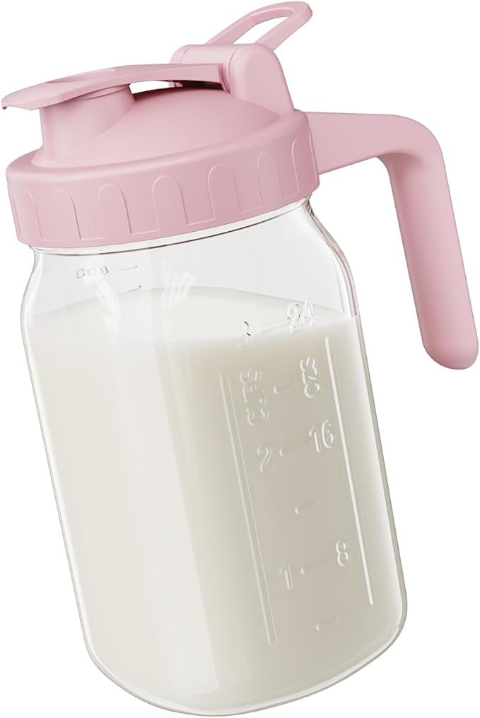 Breast Milk Pitcher - 32 oz Glass Mason Jar by Junvpic