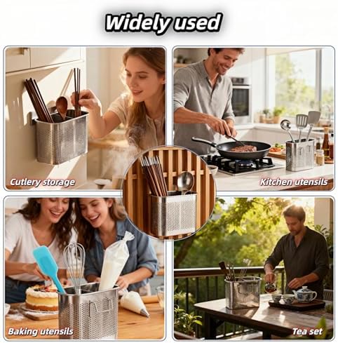 304 Stainless Steel Utensil Drainer, 2-Tier Silverware Drying Rack