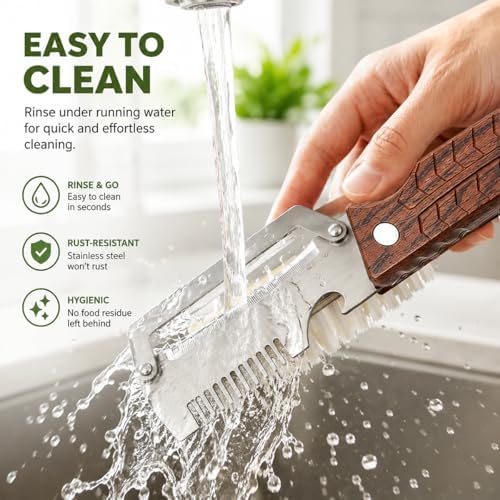 2Pack 3-in-1 Vegetable Peeler with Faux Wood Handle, Stainless Steel