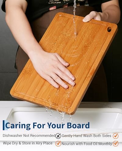 Garvee Bamboo Cutting Board Set of 3 - Multi-Size Wooden Chopping