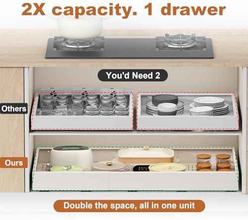 Fokyfok Pull Out Cabinet Organizer,23"-31"W,17"-24"D,Expandable,Adhesive