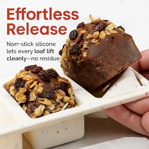 Silicone Mini Loaf Pans for Baking, 2-Pack – 8 Cavity Nonstick Bread